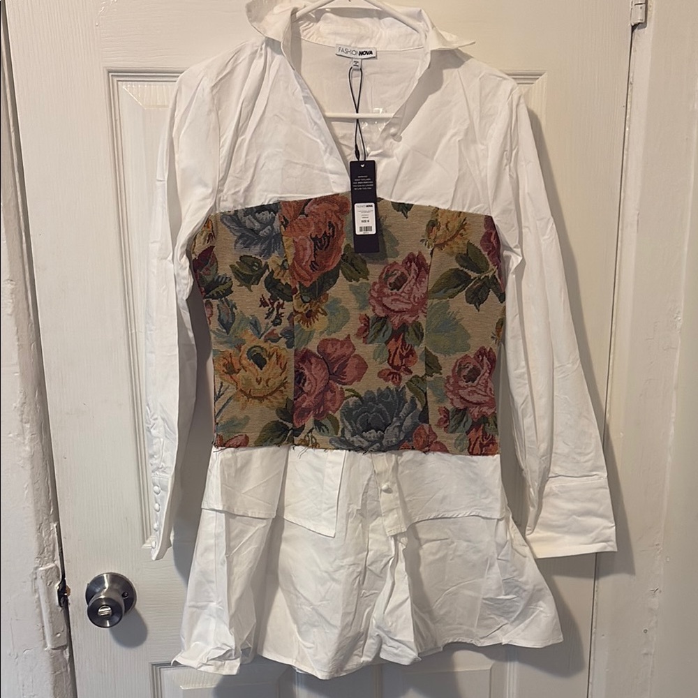 Floral Patchwork White Top